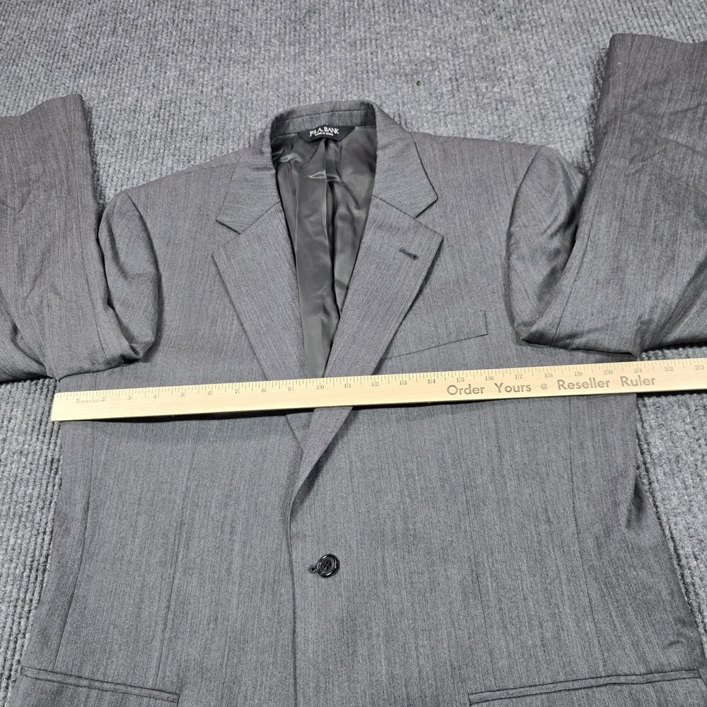 Jos A Bank Signature Collection Suit Mens 41L 35L Wool Gray‎ Herringbone 2pc - Picture 16 of 16